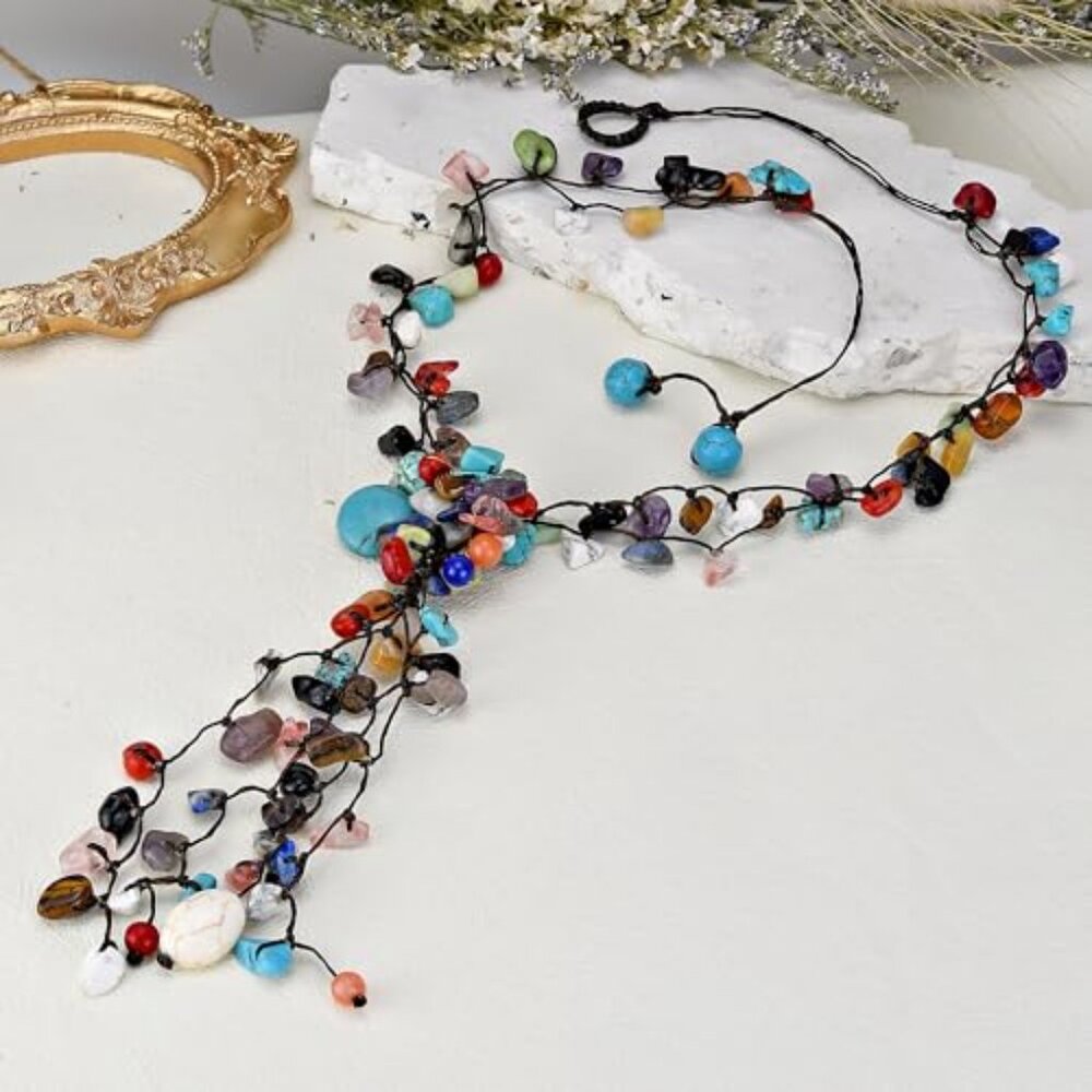 Handcrafted Multistrand Statement Necklace Boho Y… - image 4